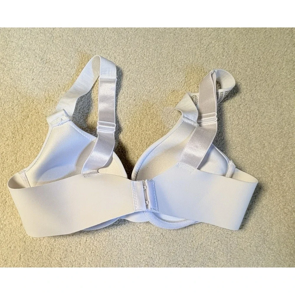 Juicy Couture White Gold Bra SZ 34B- Sexy Push Up Bling Straps